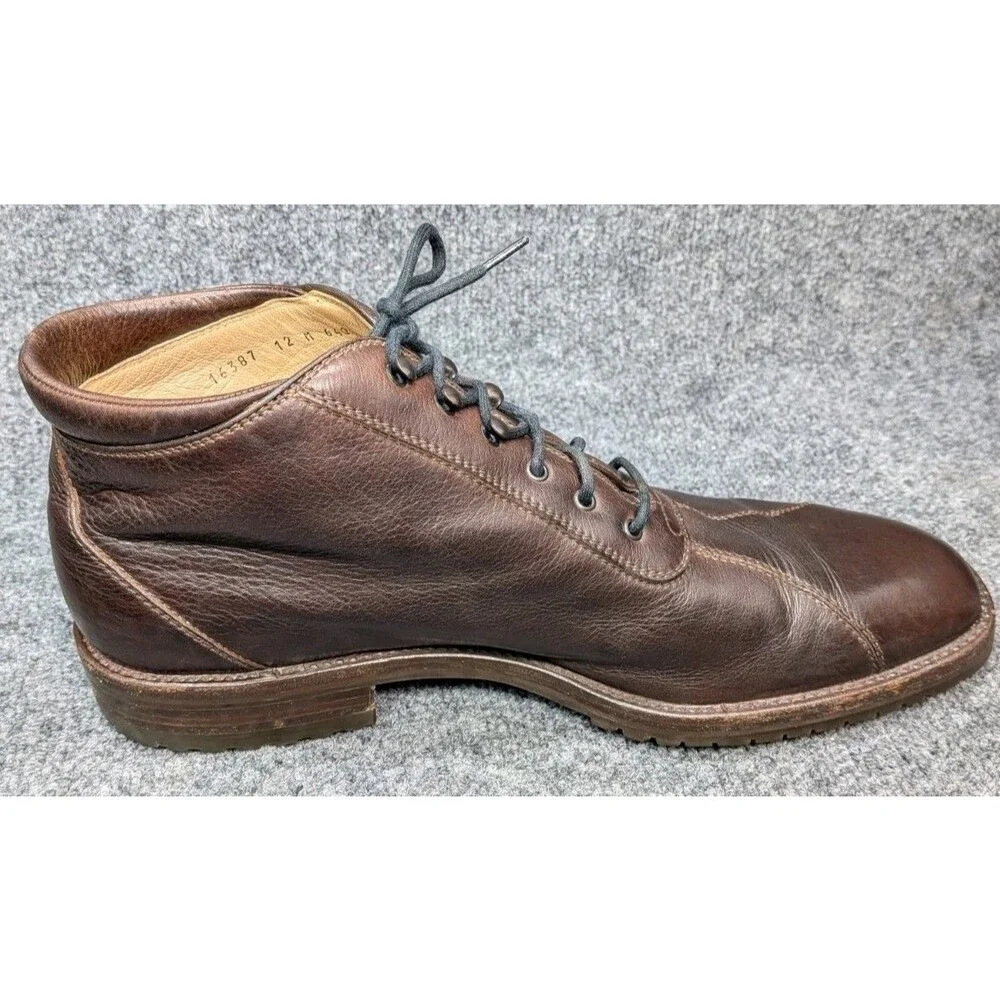 Arthur Beren Italy Brown Leather Chukka Ankle Boots Men 12 M Cap Toe Moustache